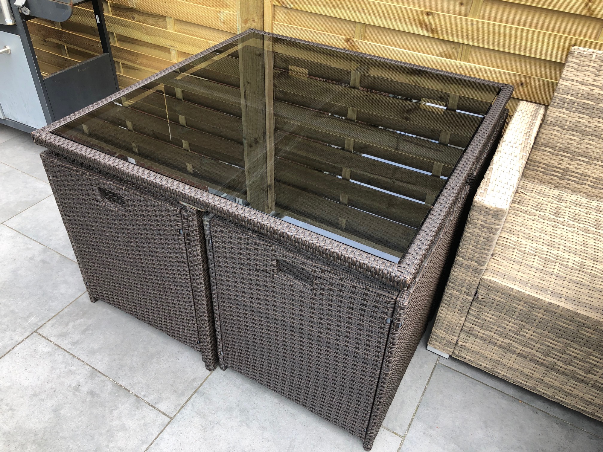 Frosted or tinted rattan table glass London